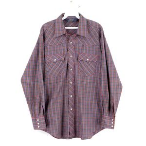 Vintage 80s Lariat Plaid Pearl Snap Western Shirt